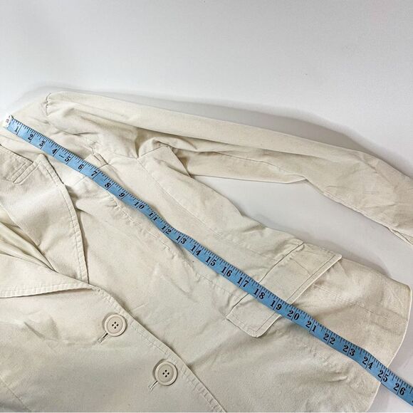 ZARA Basic Cream Corduroy Blazer Size Large | Classic Women's Jacket - Picture 7 of 8